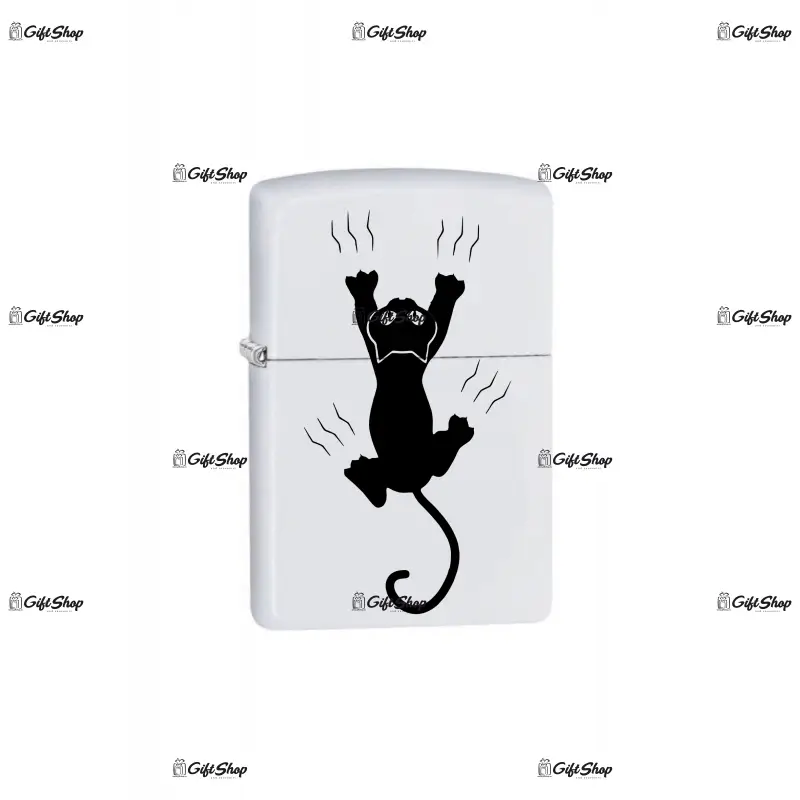 Pisica, bricheta metalica gravata laser cu mesaj